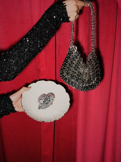 ECLAT Mini Bag in Silver Metal