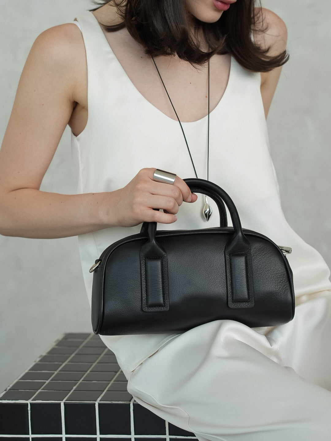 SIMONE genuine leather baguette bag