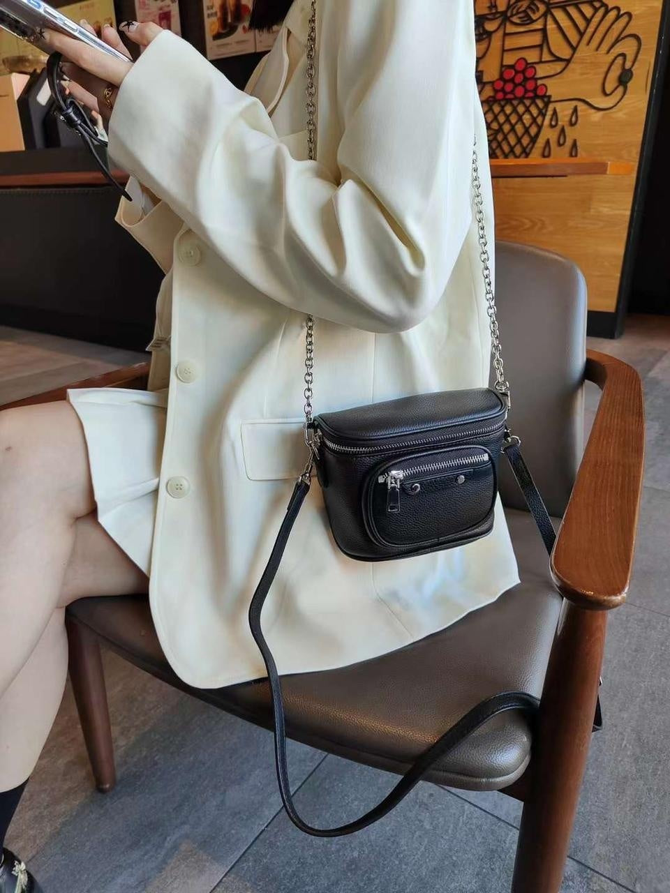 Mini bag made of genuine leather