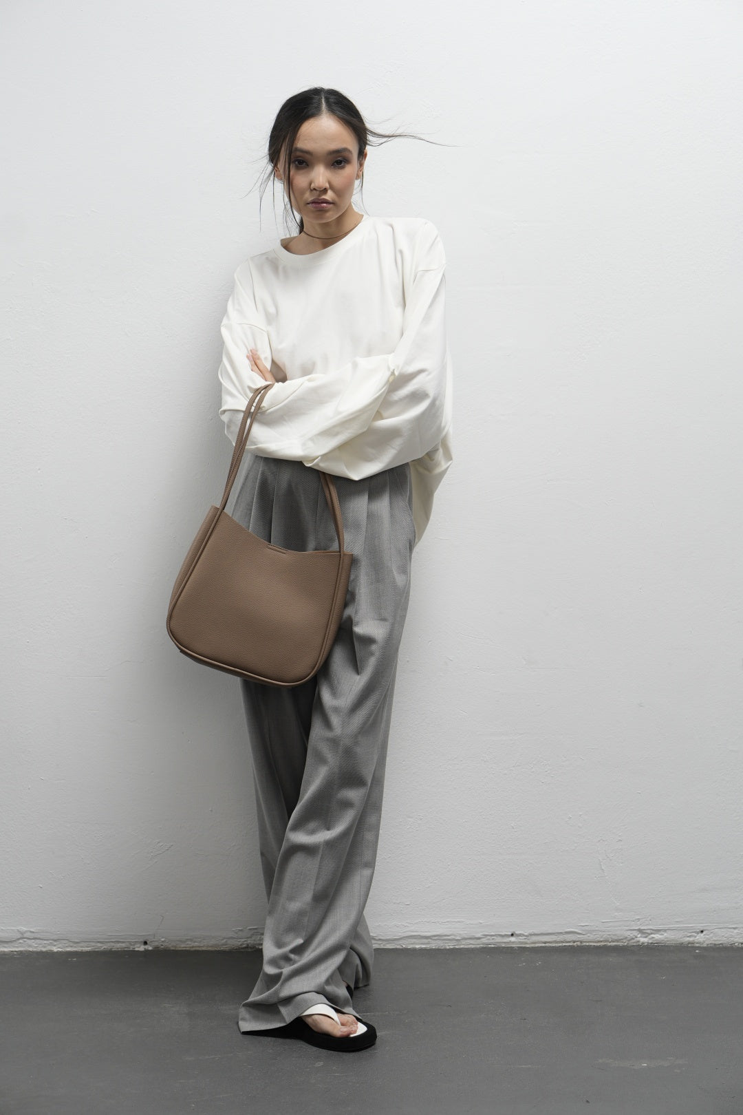 Genuine leather shopper bag