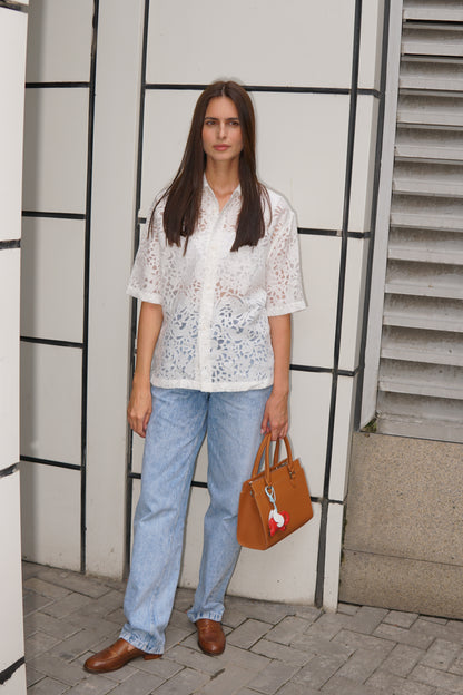 Genuine leather tote bag