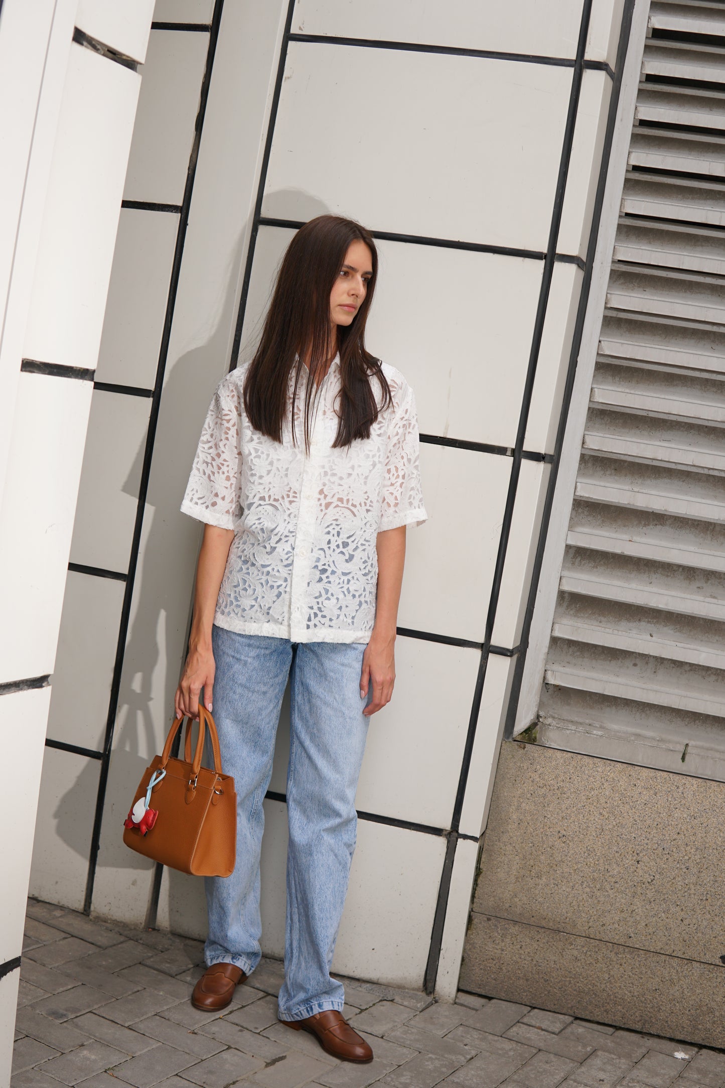 Genuine leather tote bag