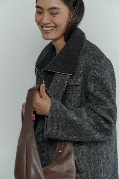 RUTH genuine leather baguette bag