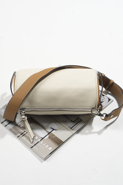 Barrel bag made of genuine leather