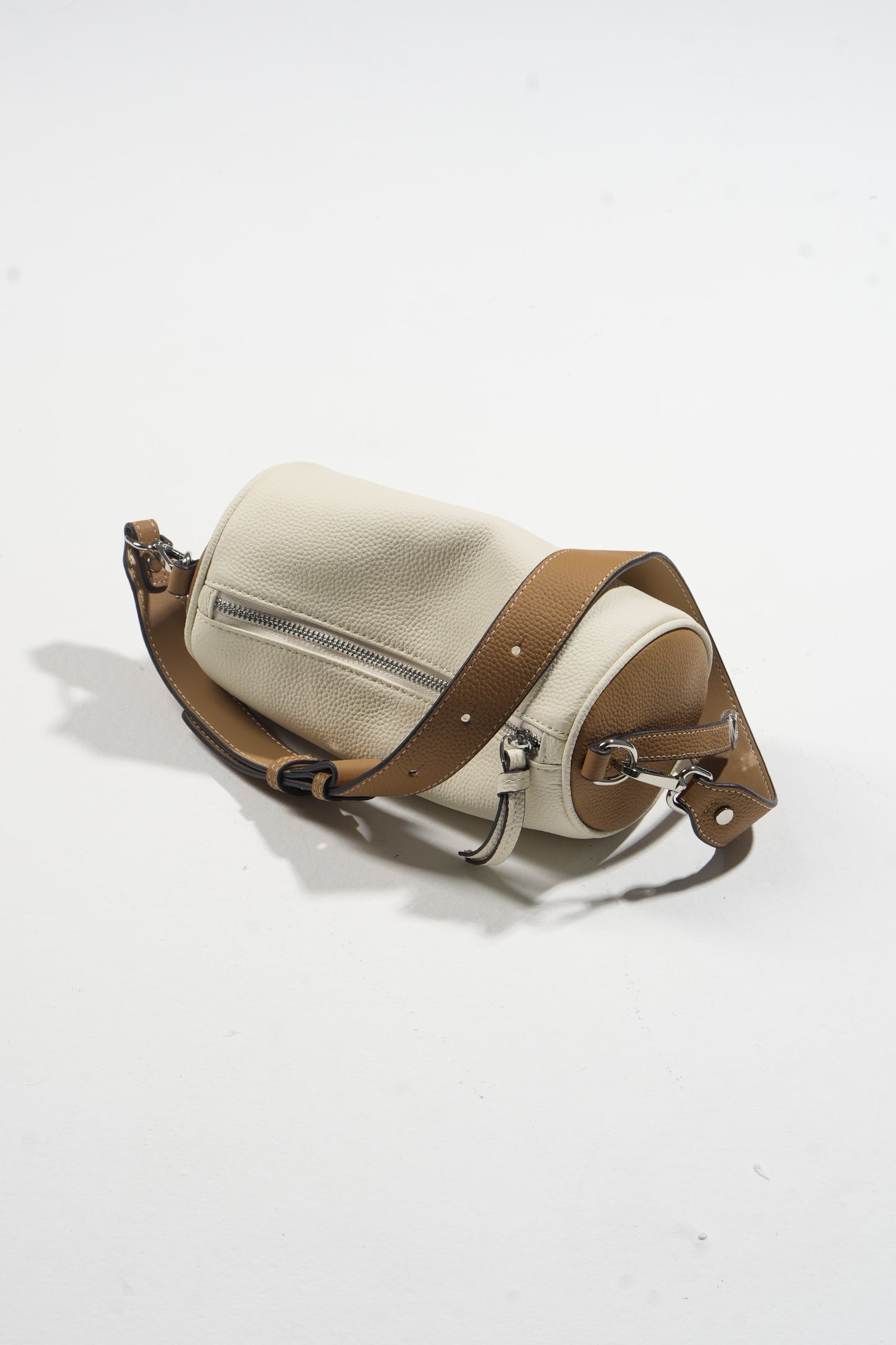 Barrel bag made of genuine leather