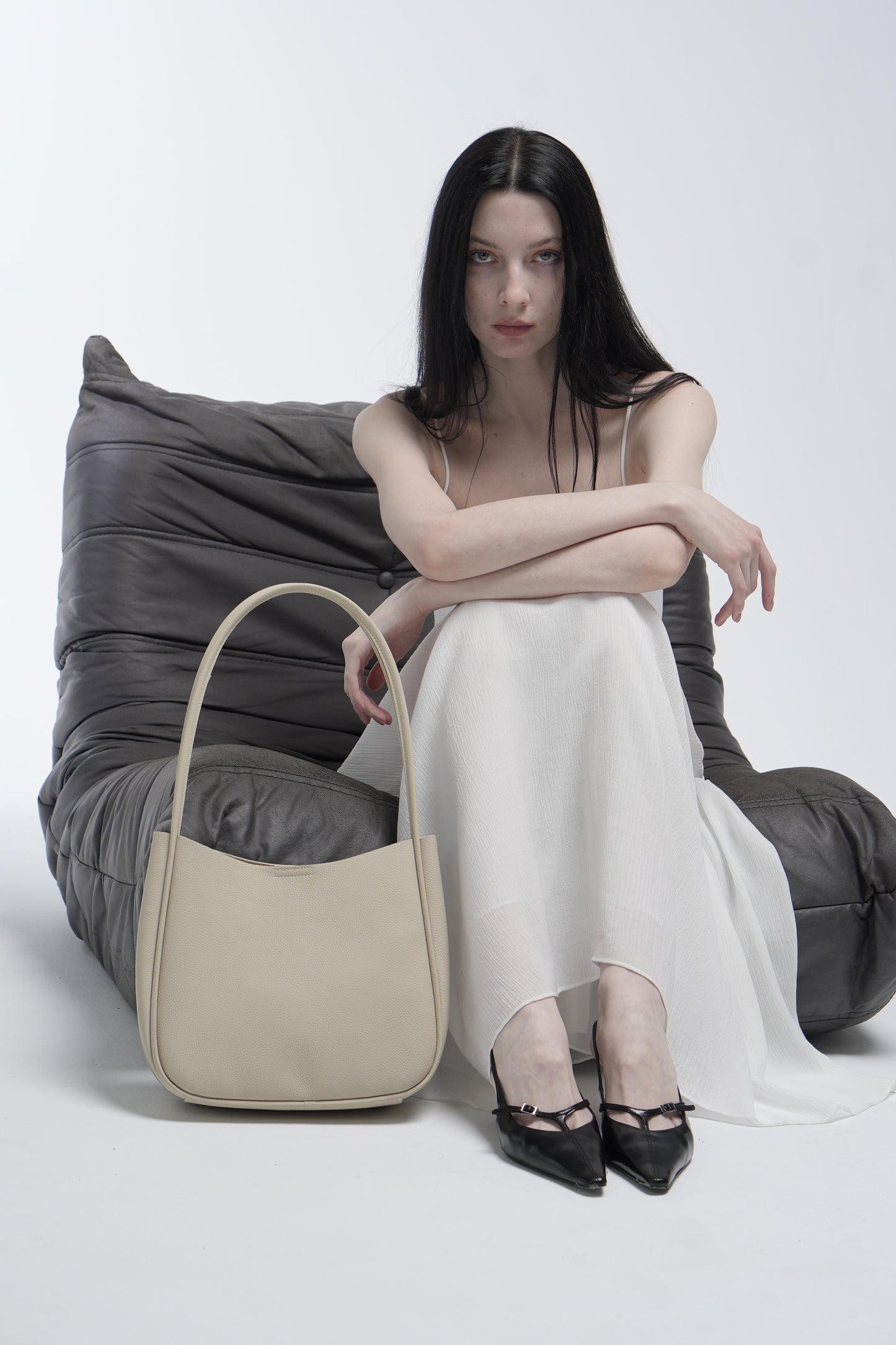 Genuine leather shopper bag