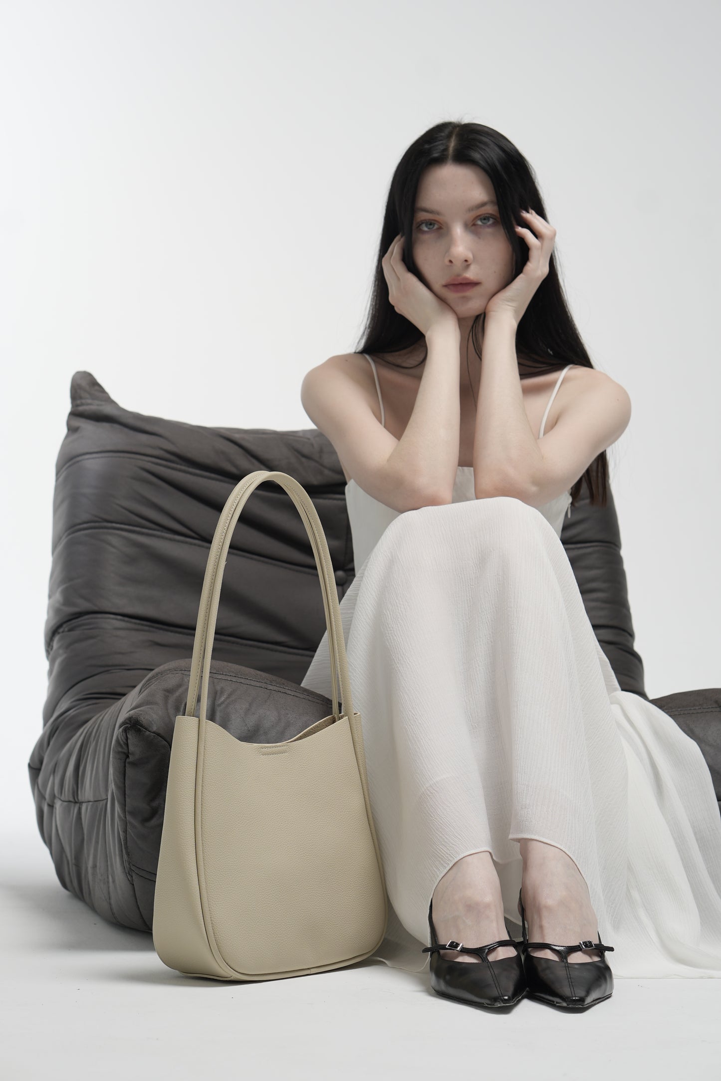 Genuine leather shopper bag