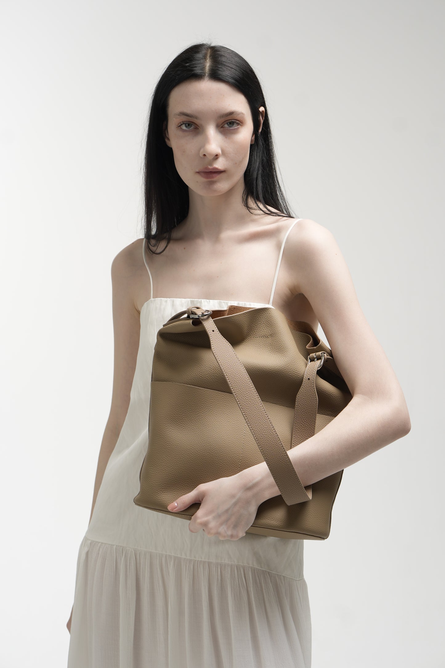 Genuine leather shopper bag