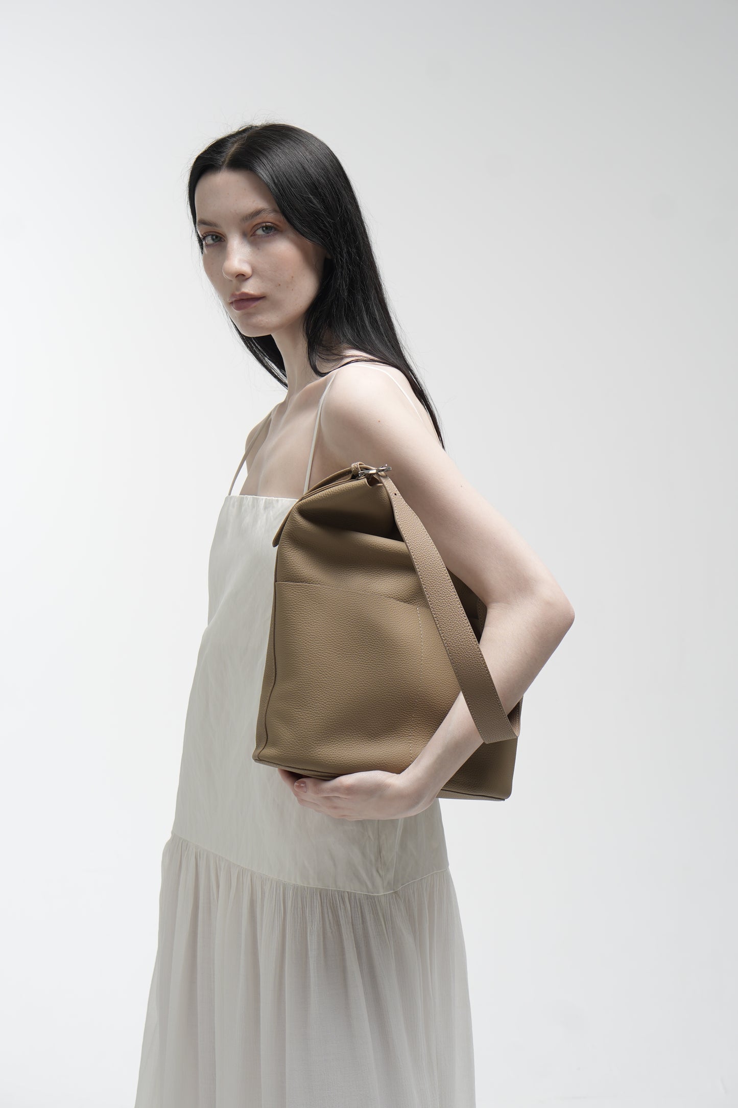 Genuine leather shopper bag