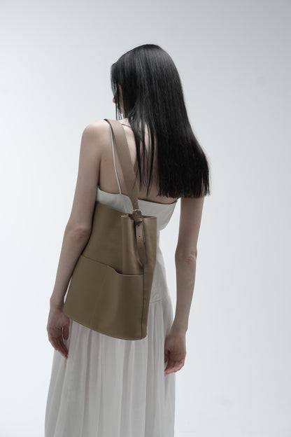 Genuine leather shopper bag