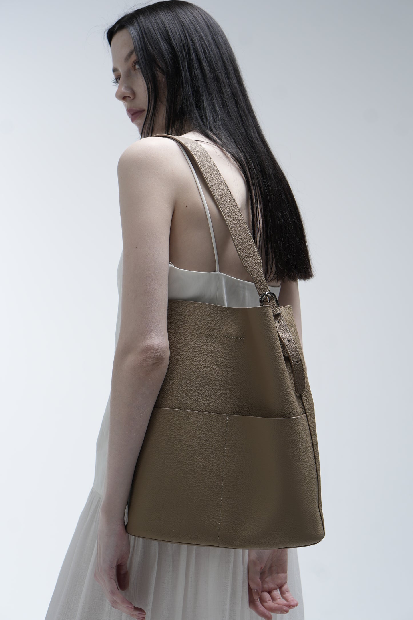 Genuine leather shopper bag