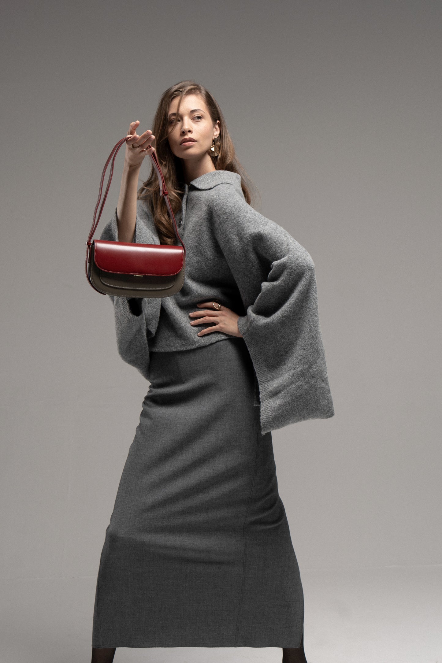 Genuine leather shoulder bag